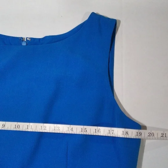 Kasper women's crew neck sleeveless blue dress - Picture 6 of 9